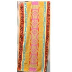Vtg Terri Treasure Beach Towel 55 x 26 Cotton 70s Aztec Southwestern Colorful